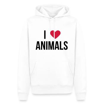 J'aime les animaux! disant cadeau - Sweat à capuche Premium bio Homme - blanc - Devant - Nico (187cm)