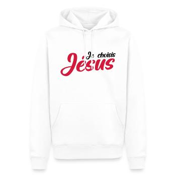 Je choisis Jésus - Sweat à capuche Premium bio Homme - blanc - Devant - Nico (187cm)