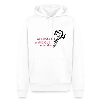 Sans bassiste la musique n'est rien - Sweat à capuche Premium bio Homme - blanc - Devant - Nico (187cm)