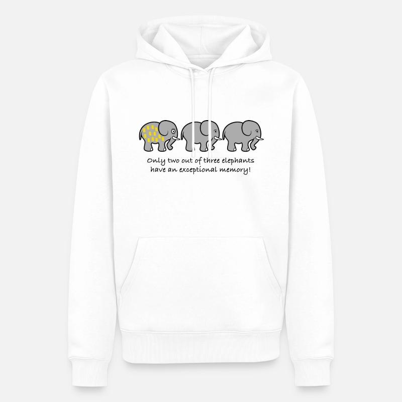 Souvenir d’éléphant disant drôle - Sweat à capuche Premium bio Homme - blanc