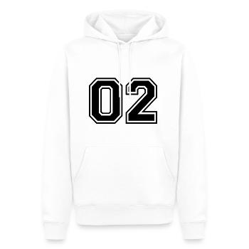02 - College-Style Sportswear und Zahlen Motiv - Männer Premium Bio Hoodie - Weiß - Vorne - Nico (187cm)