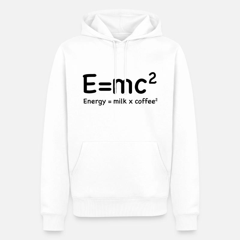 e=mc² - Énergie = Lait x Café² - Sweat à capuche Premium bio Homme - blanc