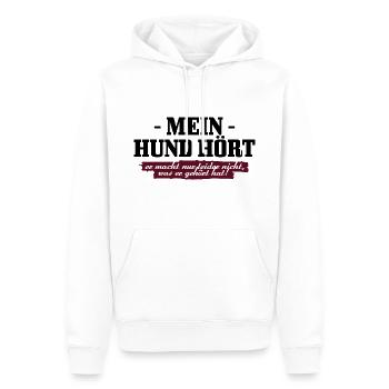 Mein Hund hört! - Männer Premium Bio Hoodie - Weiß - Vorne - Nico (187cm)