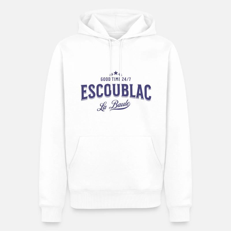 Escoublac Good Time 24 7 La Baule blanc - Sweat à capuche Premium bio Homme - blanc