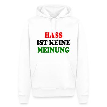 hass ist keine meinung - Männer Premium Bio Hoodie - Weiß - Vorne - Nico (187cm)