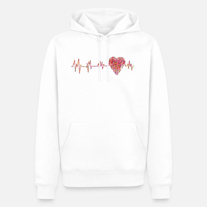 Bunter Herzschlag Geschenkidee - Männer Premium Bio Hoodie - Weiß