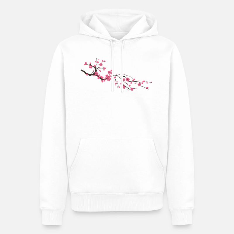 Branche avec fleurs idée cadeau - Sweat à capuche Premium bio Homme - blanc
