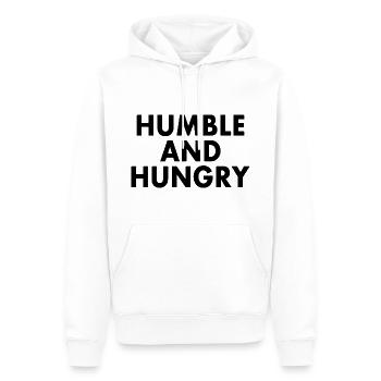 Humble and hungry - Männer Premium Bio Hoodie - Weiß - Vorne - Nico (187cm)