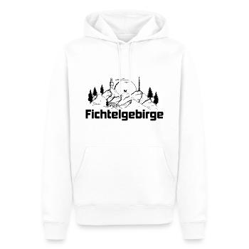 Fichtelgebirge mit Hütte Schneeberg Ochsenkopf - Männer Premium Bio Hoodie - Weiß - Vorne - Nico (187cm)