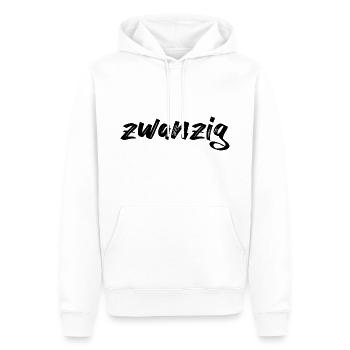 zwanzig 20 Schriftzug - Männer Premium Bio Hoodie - Weiß - Vorne - Nico (187cm)