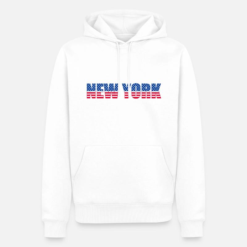 DRAPEAU DE NEW YORK - Sweat à capuche Premium bio Homme - blanc