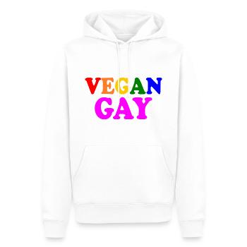 Vegan gay - Sweat à capuche Premium bio Homme - blanc - Devant - Nico (187cm)