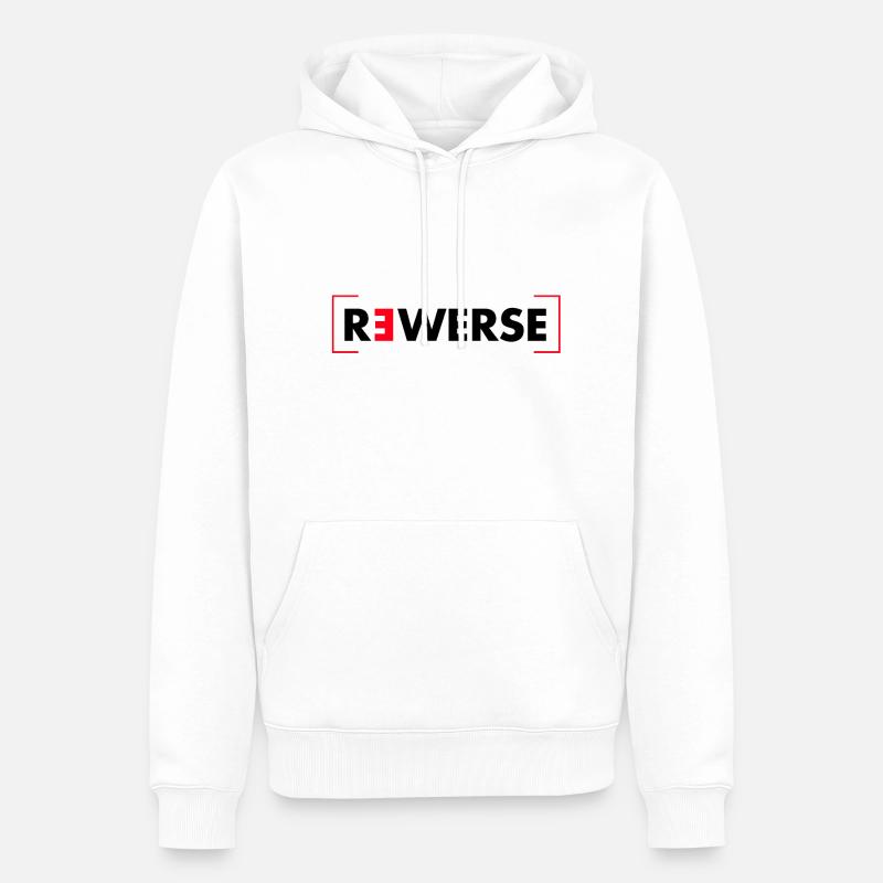Reverse - Schriftzug - Männer Premium Bio Hoodie - Weiß