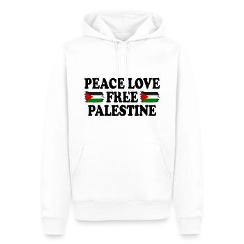 Peace love Free palestine - Männer Premium Bio Hoodie - Weiß - Vorne - Nico (187cm)