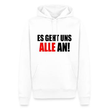 Es geht uns alle an - Männer Premium Bio Hoodie - Weiß - Vorne - Nico (187cm)