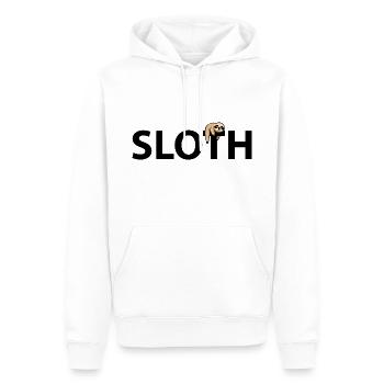 Paresseux avec lettrage - Sweat à capuche Premium bio Homme - blanc - Devant - Nico (187cm)