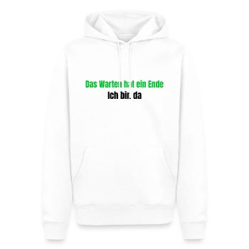 Das Warten hat ein Ende - Ich bin da - Männer Premium Bio Hoodie - Weiß - Vorne - Nico (187cm)