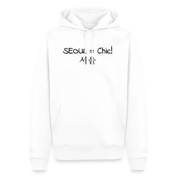 Seoul ist Chic - Korea - Südkorea - Hangul Design - Männer Premium Bio Hoodie - Weiß - Vorne - Nico (187cm)