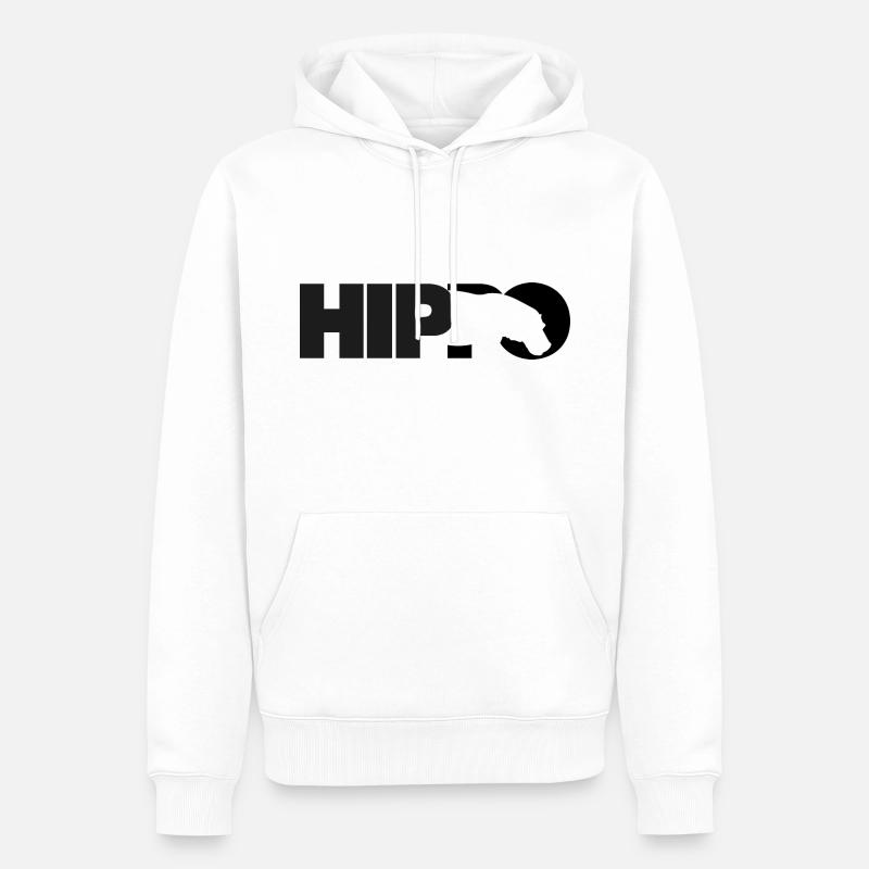 HIppo Nilpferd Silhouette - Männer Premium Bio Hoodie - Weiß