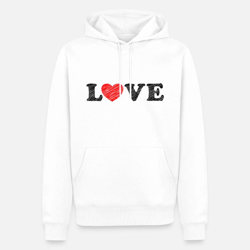 Herz scribble - Männer Premium Bio Hoodie - Weiß