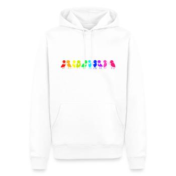 rangée colorée de corbeaux d’oiseaux - Sweat à capuche Premium bio Homme - blanc - Devant - Nico (187cm)