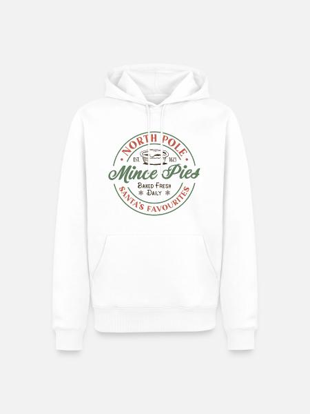 Nordpolen Hakket Tærter - Herre Premium økologisk hoodie - hvid