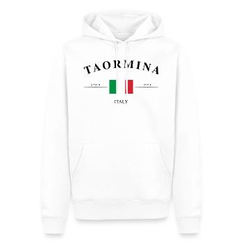 Taormina Italien Koordinaten Urlaub Reise Souvenir - Männer Premium Bio Hoodie - Weiß - Vorne - Nico (187cm)
