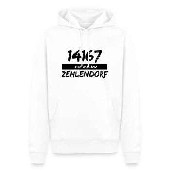 14167 Berlin Zehlendorf - Männer Premium Bio Hoodie - Weiß - Vorne - Nico (187cm)