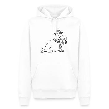 Walrus moustache - Sweat à capuche Premium bio Homme - blanc - Devant - Nico (187cm)