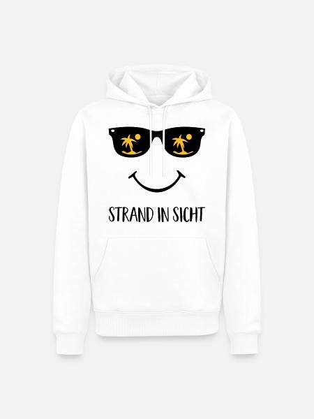 Strand in Sicht - Männer Premium Bio Hoodie - Weiß