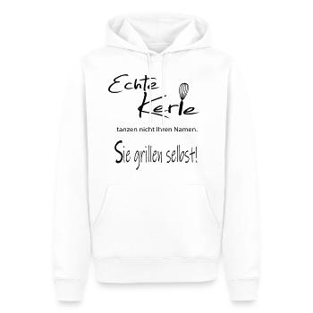 Echte Kerle tanzen nicht Ihren Namen. Sie grillen - Männer Premium Bio Hoodie - Weiß - Vorne - Nico (187cm)