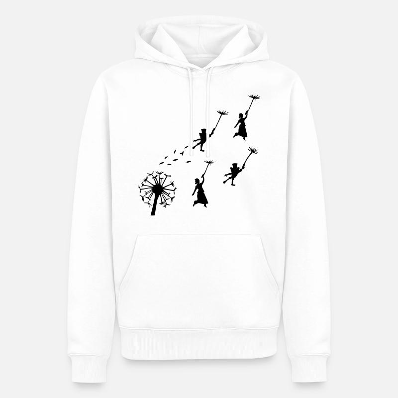 flying Dandelion - Sweat à capuche Premium bio Homme - blanc