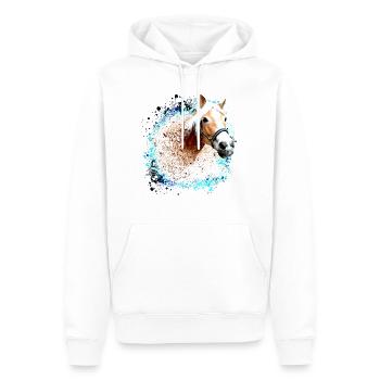 cheval,haflinger, graffitis, peinture, bleu, chevaux, - Sweat à capuche Premium bio Homme - blanc - Devant - Nico (187cm)