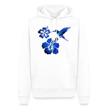 kolibri ,blau, vogel ,fliegen, aquarell, blume - Männer Premium Bio Hoodie - Weiß - Vorne - Nico (187cm)