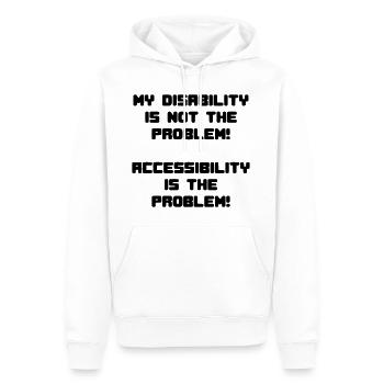 Behinderung ist kein Problem, aber Unzugänglichkeit * - Männer Premium Bio Hoodie - Weiß - Vorne - Nico (187cm)