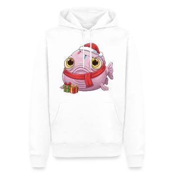Drôle de Poisson-Blobfish - Noël avec... - Sweat à capuche Premium bio Homme - blanc - Devant - Nico (187cm)
