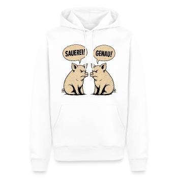 Sauerei? Genau! – Retro Schweine Vintage Shirt - Männer Premium Bio Hoodie - Weiß - Vorne - Nico (187cm)