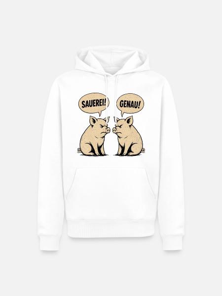 Sauerei? Genau! – Retro Schweine Vintage Shirt - Männer Premium Bio Hoodie - Weiß