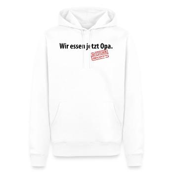Nous mangeons maintenant les signes de la ponctuation de la virgule - Sweat à capuche Premium bio Homme - blanc - Devant - Nico (187cm)
