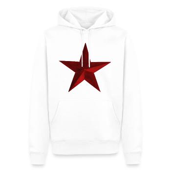 Étoile rouge sombre usée vieux - Idée cadeau - Sweat à capuche Premium bio Homme - blanc - Devant - Nico (187cm)