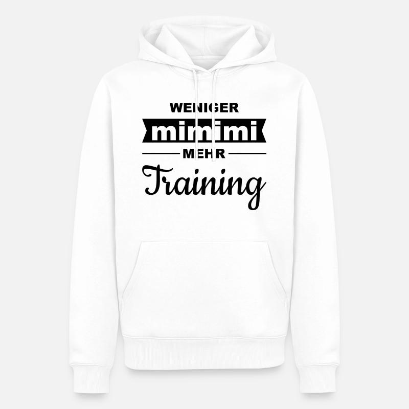 moins mimimi - plus d’entraînement - Sweat à capuche Premium bio Homme - blanc