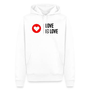 L'amour c'est l'amour - Sweat à capuche Premium bio Homme - blanc - Devant - Nico (187cm)