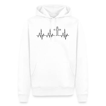 Heartbeat Heartbeat ECG Eglise Religion Jésus - Sweat à capuche Premium bio Homme - blanc - Devant - Nico (187cm)