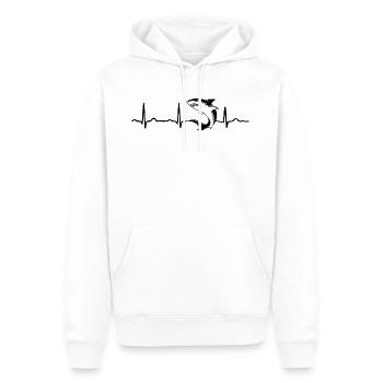 GIFT - ECG HEART LINE HAI SHARK - Men’s Premium Organic Hoodie - white - Front - Nico (187cm)