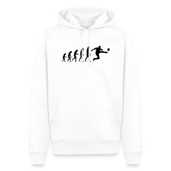 Evolution Fußball - Männer Premium Bio Hoodie - Weiß - Vorne - Nico (187cm)