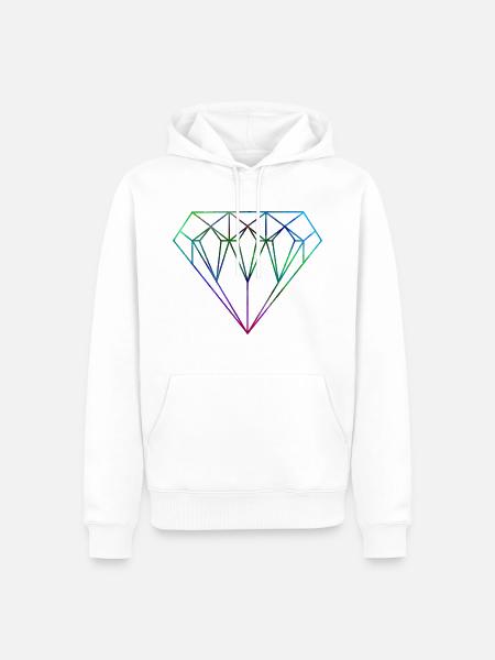 DIAMOND - Männer Premium Bio Hoodie - Weiß