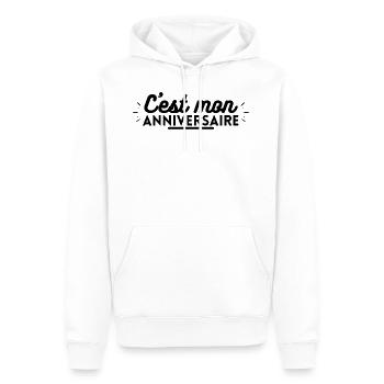 C'est mon anniversaire cadeau - Sweat à capuche Premium bio Homme - blanc - Devant - Nico (187cm)