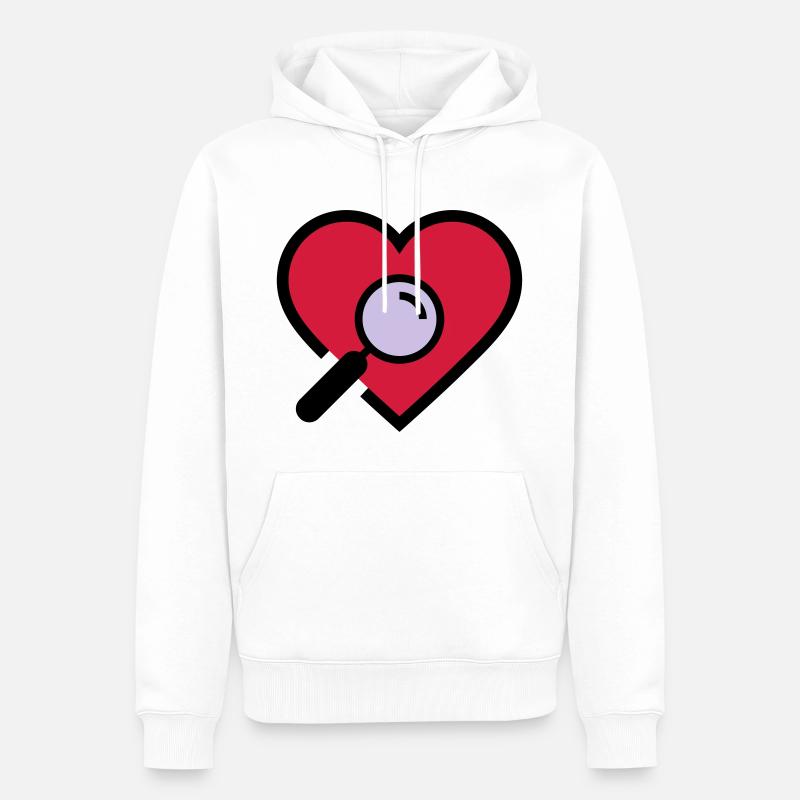 Herzuntersuchung Lupe - Männer Premium Bio Hoodie - Weiß
