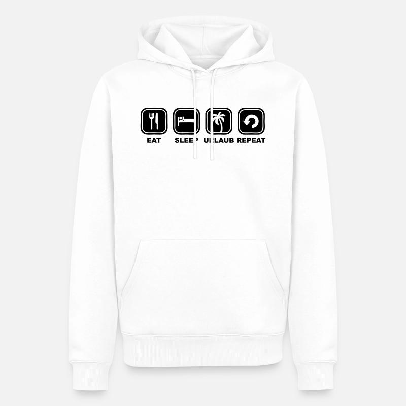 Eat sleep Urlaub Repeat - Männer Premium Bio Hoodie - Weiß