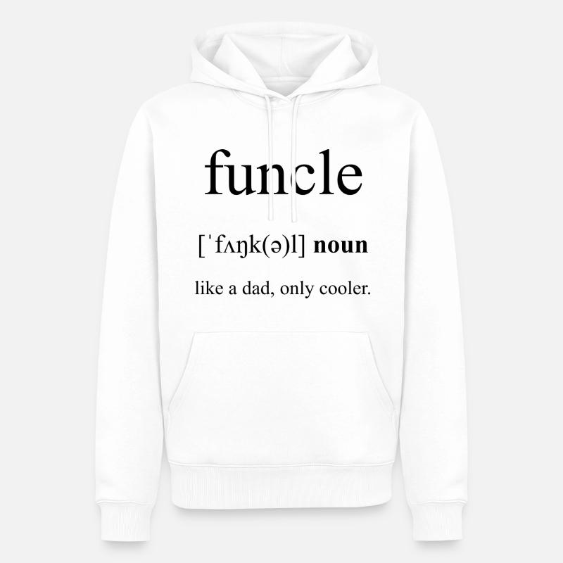 Funcle | Onkel Definition Dictionary - Männer Premium Bio Hoodie - Weiß